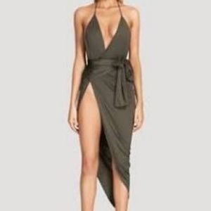 SCK the label- plunging olive wrap dress